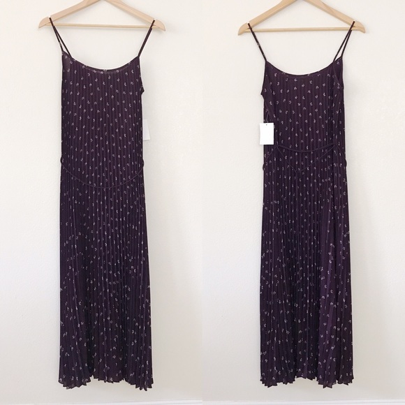 Vince Midi Dress Pleated Camisole Floral - Picture 2 of 7